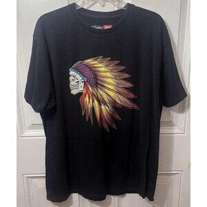 Vans Large Classic Black 66 Indian Headdress Skull Cotton T-Shirt Unisex